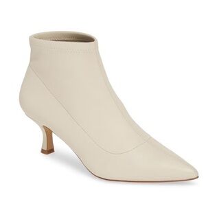 Something Navy cream ankle bootie kitten heels 7 stretchy pull on pointy toe